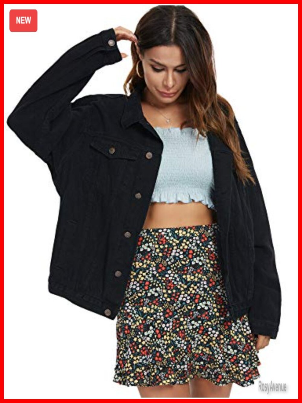 Oversized Denim Jacket Button Front 4 Pocket Long Sleeve 100% Cotton - Picture 4 of 6